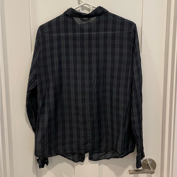 CP Shades Cotton Silk Plaid Blue Blouse Size Medium - Picture 2 of 13